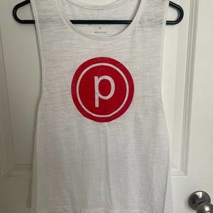 Pure Barre Muscle Tank - White with Red Circle P - Small